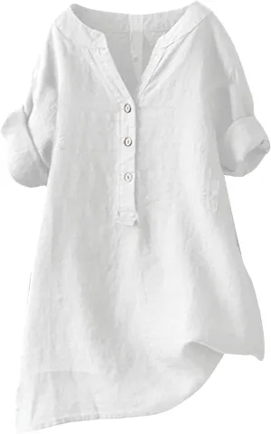 2025 Button Short Sleeve Gaaze Chambray Causal Casual Women's Shirt Women's Shirt Regular-Fit Lightweight Beach Yoga