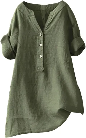 2025 Button Short Sleeve Gaaze Chambray Causal Casual Women's Shirt Women's Shirt Regular-Fit Lightweight Beach Yoga