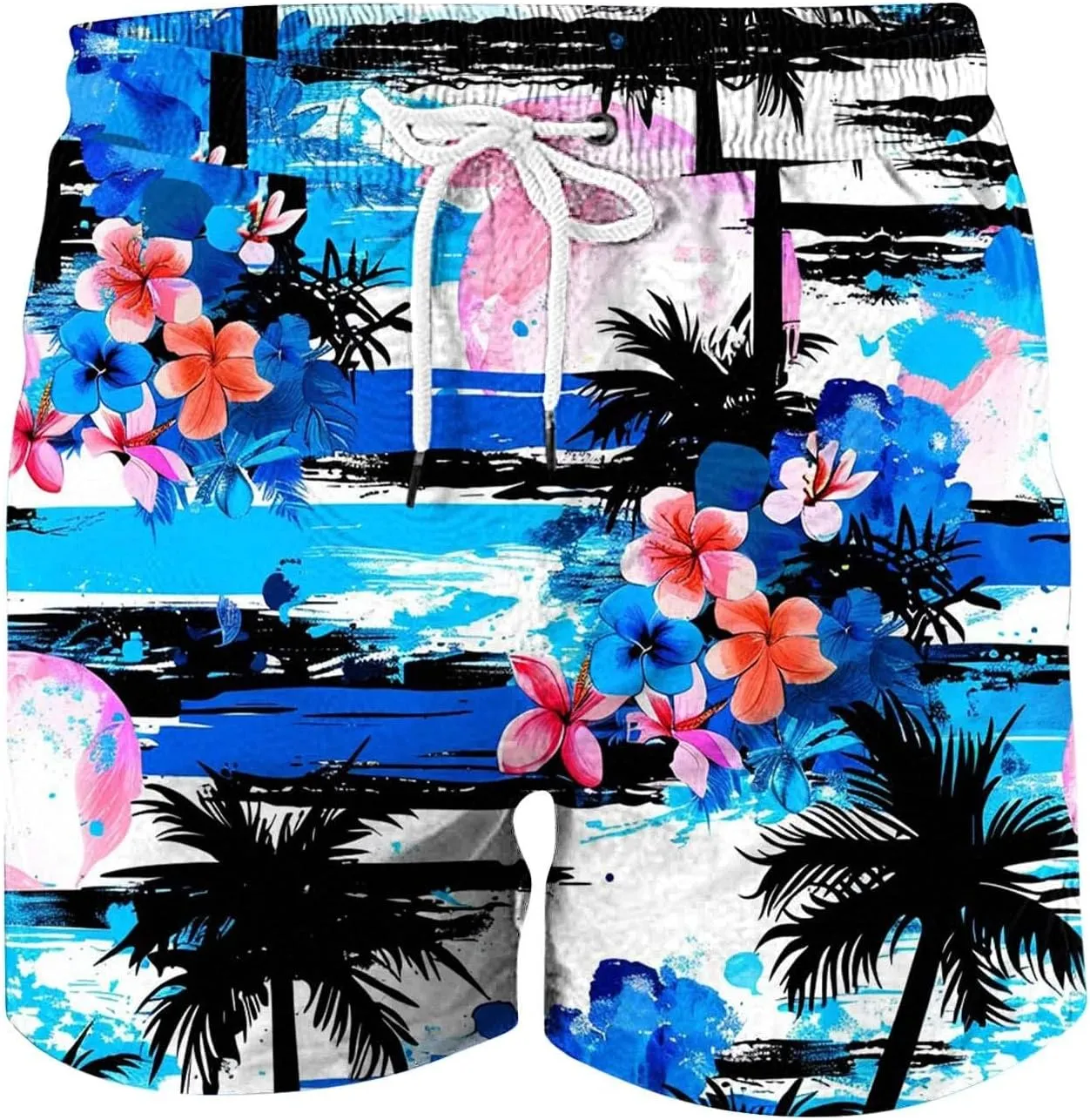 2025 Summer Hawaiian Beach Shorts Lightweight Elastic Waist Drawstring Casual Board Short with Pockets