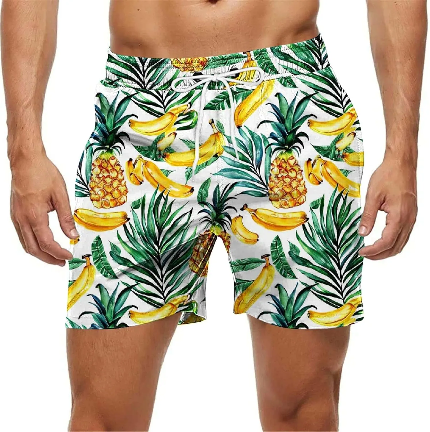 2025 Summer Hawaiian Beach Shorts Lightweight Elastic Waist Drawstring Casual Board Short with Pockets