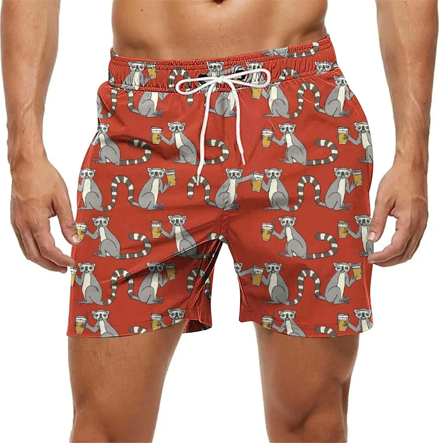 2025 Summer Hawaiian Beach Shorts Lightweight Elastic Waist Drawstring Casual Board Short with Pockets