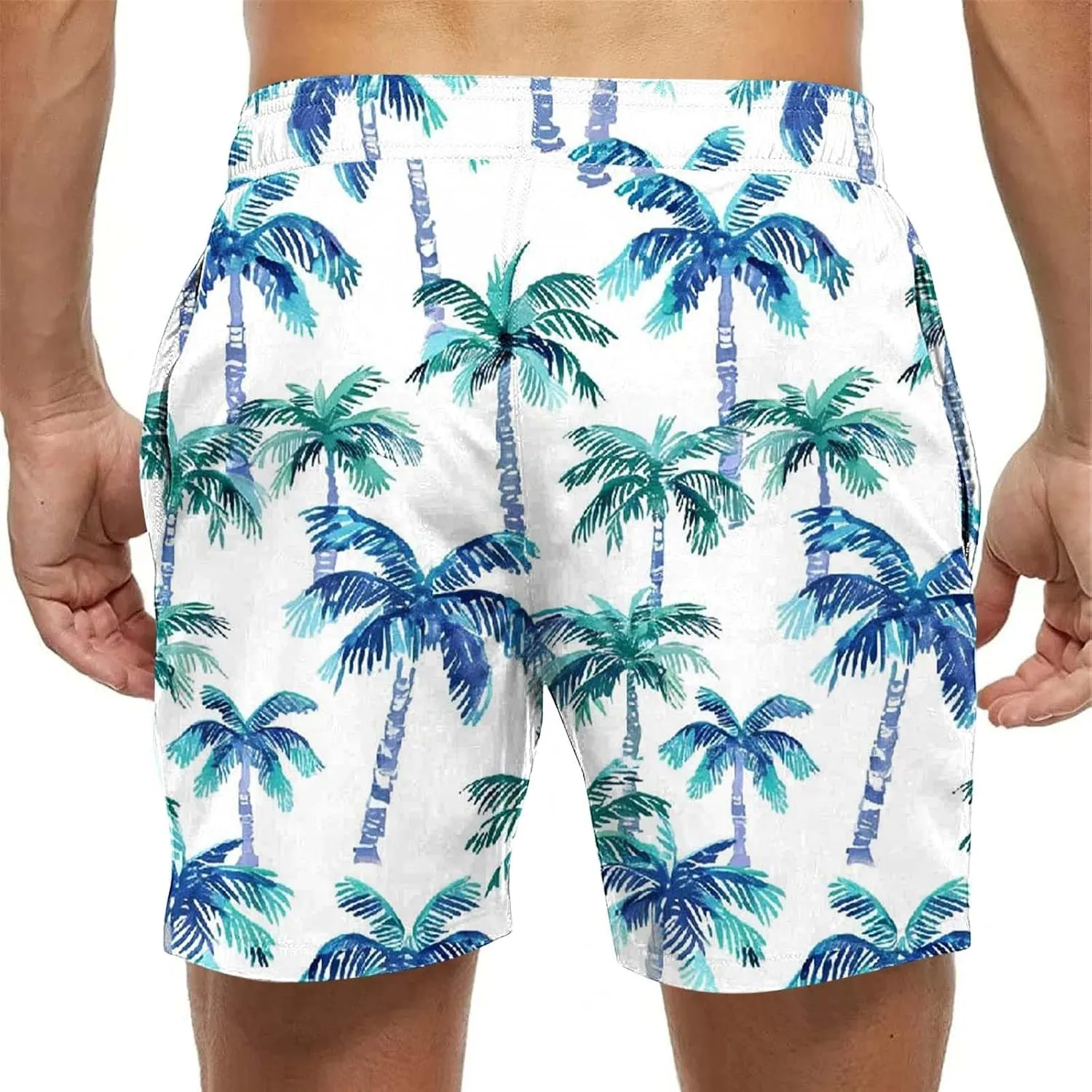 2025 Summer Hawaiian Beach Shorts Lightweight Elastic Waist Drawstring Casual Board Short with Pockets