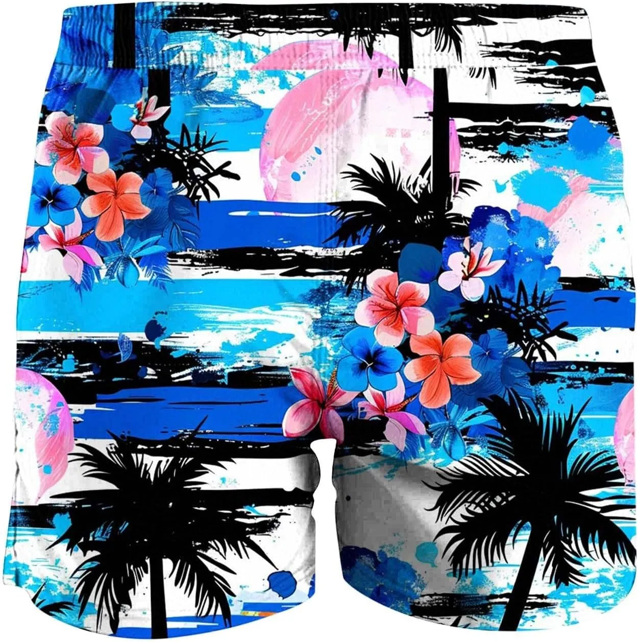 2025 Summer Hawaiian Beach Shorts Lightweight Elastic Waist Drawstring Casual Board Short with Pockets