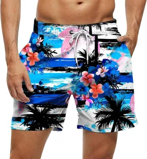 2025 Summer Hawaiian Beach Shorts Lightweight Elastic Waist Drawstring Casual Board Short with Pockets