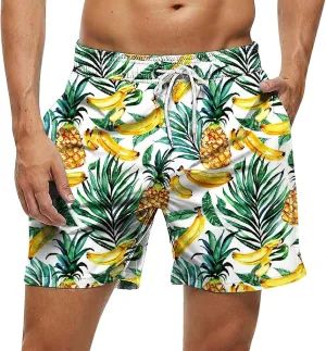 2025 Summer Hawaiian Beach Shorts Lightweight Elastic Waist Drawstring Casual Board Short with Pockets