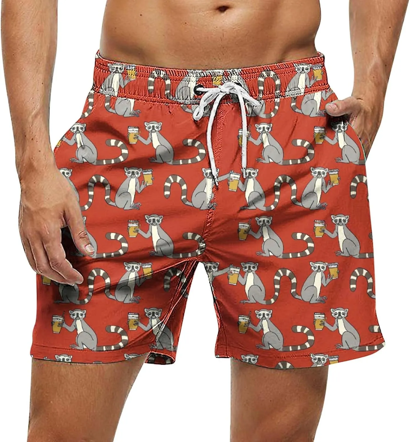 2025 Summer Hawaiian Beach Shorts Lightweight Elastic Waist Drawstring Casual Board Short with Pockets