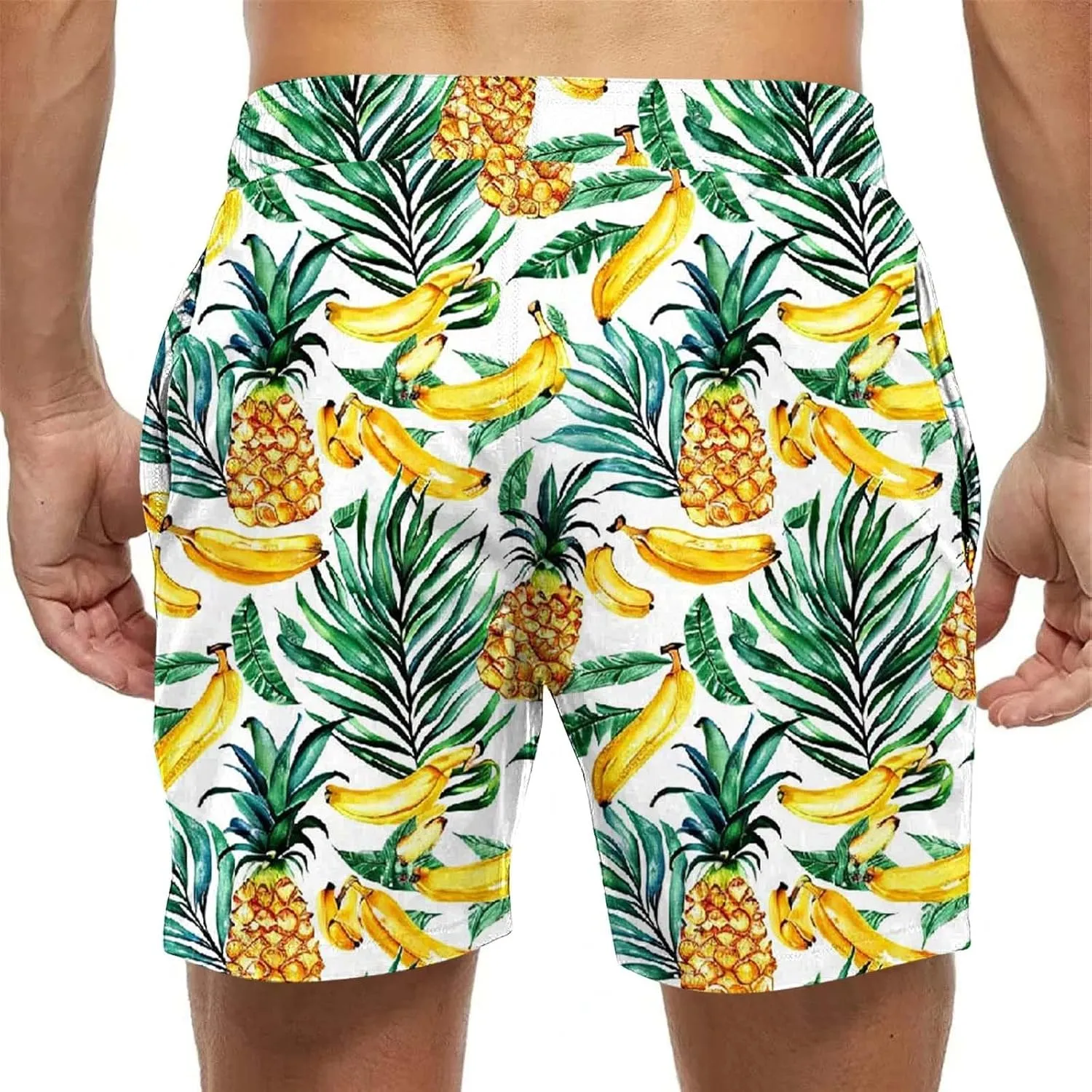 2025 Summer Hawaiian Beach Shorts Lightweight Elastic Waist Drawstring Casual Board Short with Pockets