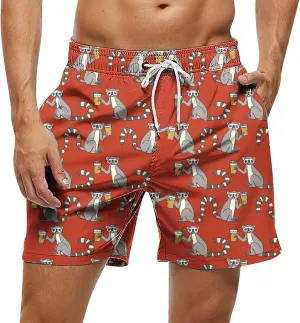 2025 Summer Hawaiian Beach Shorts Lightweight Elastic Waist Drawstring Casual Board Short with Pockets
