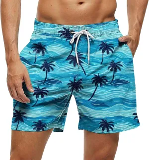 2025 Summer Hawaiian Beach Shorts Lightweight Elastic Waist Drawstring Casual Board Short with Pockets