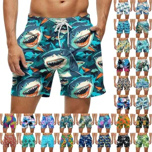 2025 Summer Hawaiian Beach Shorts Lightweight Elastic Waist Drawstring Casual Board Short with Pockets