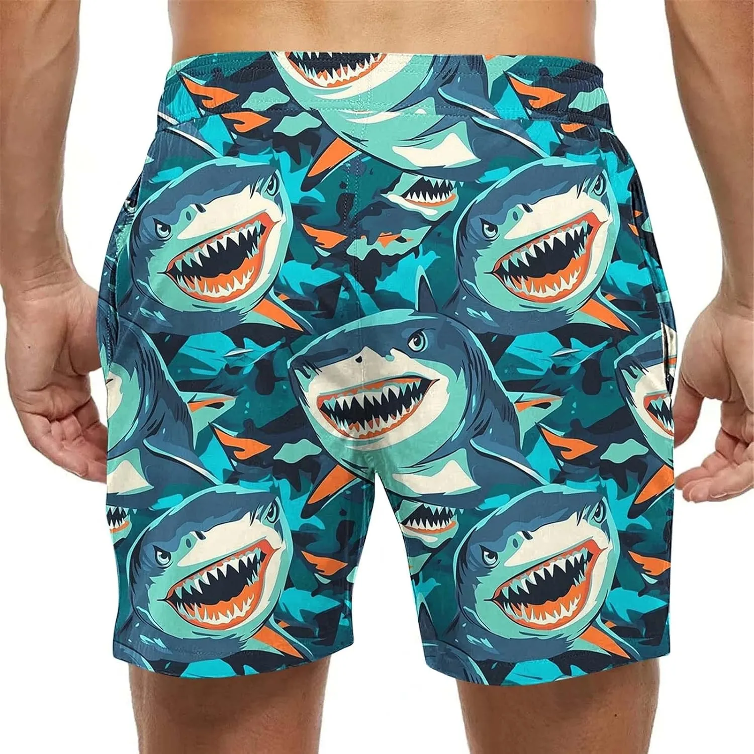 2025 Summer Hawaiian Beach Shorts Lightweight Elastic Waist Drawstring Casual Board Short with Pockets