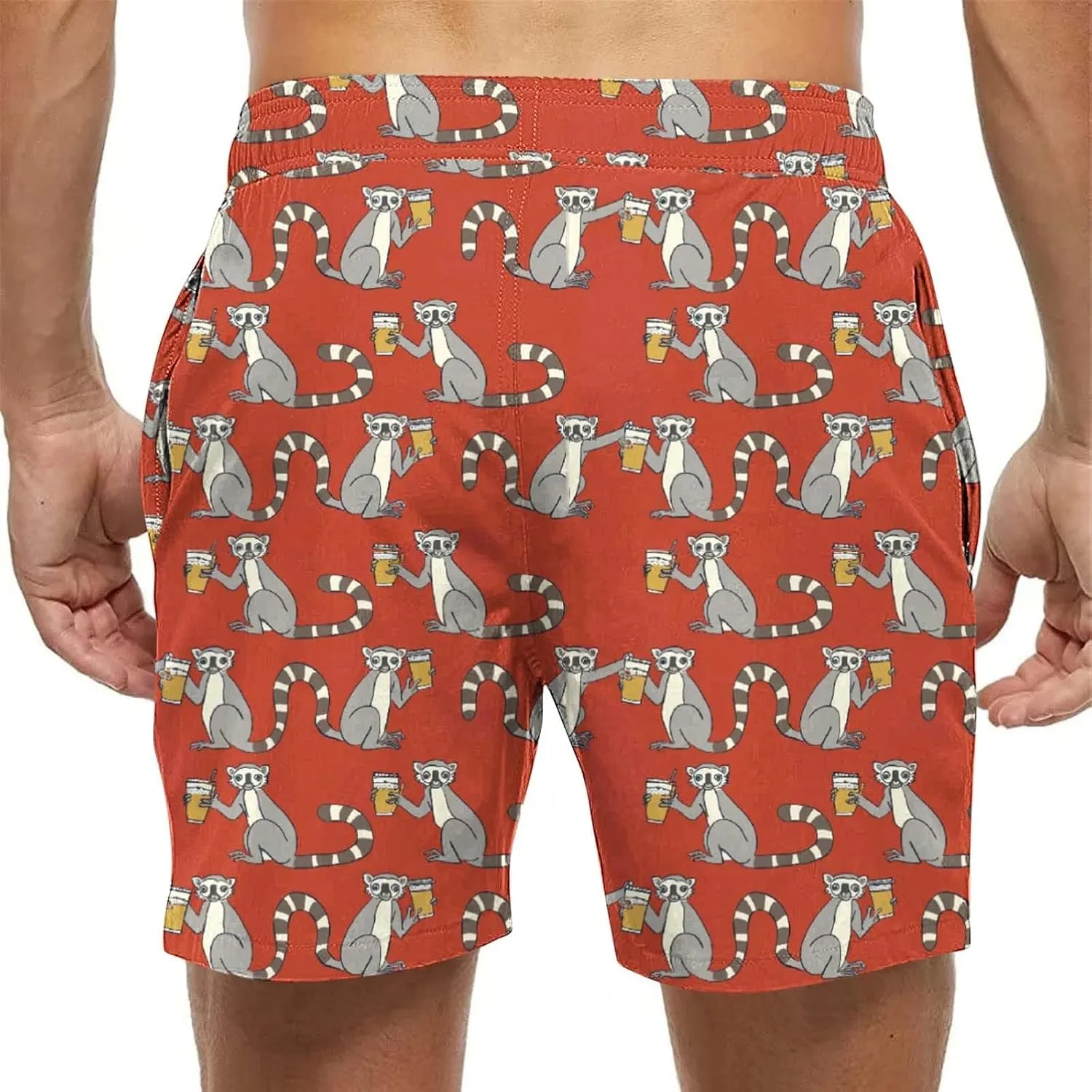 2025 Summer Hawaiian Beach Shorts Lightweight Elastic Waist Drawstring Casual Board Short with Pockets
