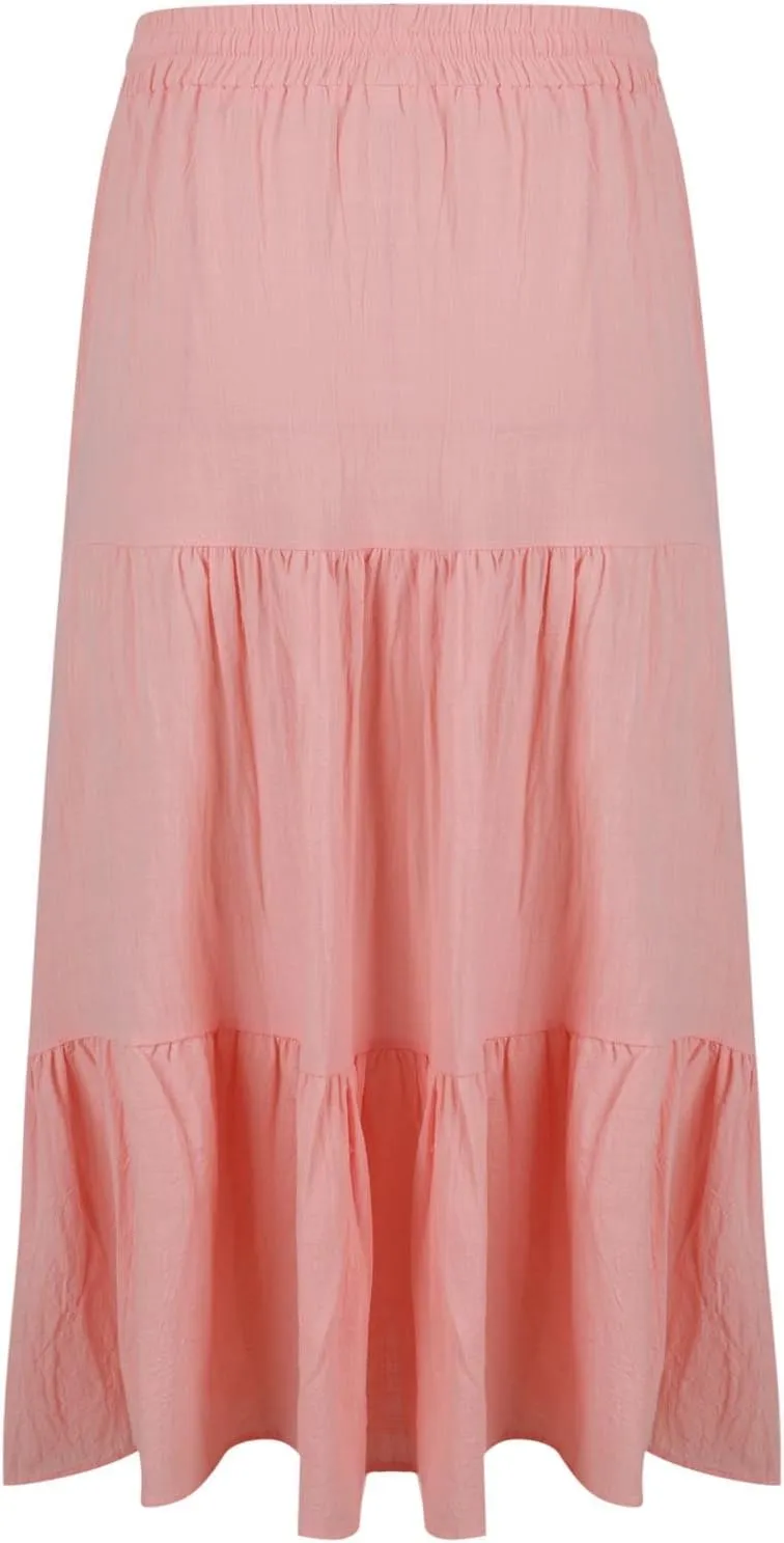 2025 Summer Skirts for Women Solid Button Front High Waisted Ruffled Skorts with Belt Casual Flowy A Line Maxi Skirt