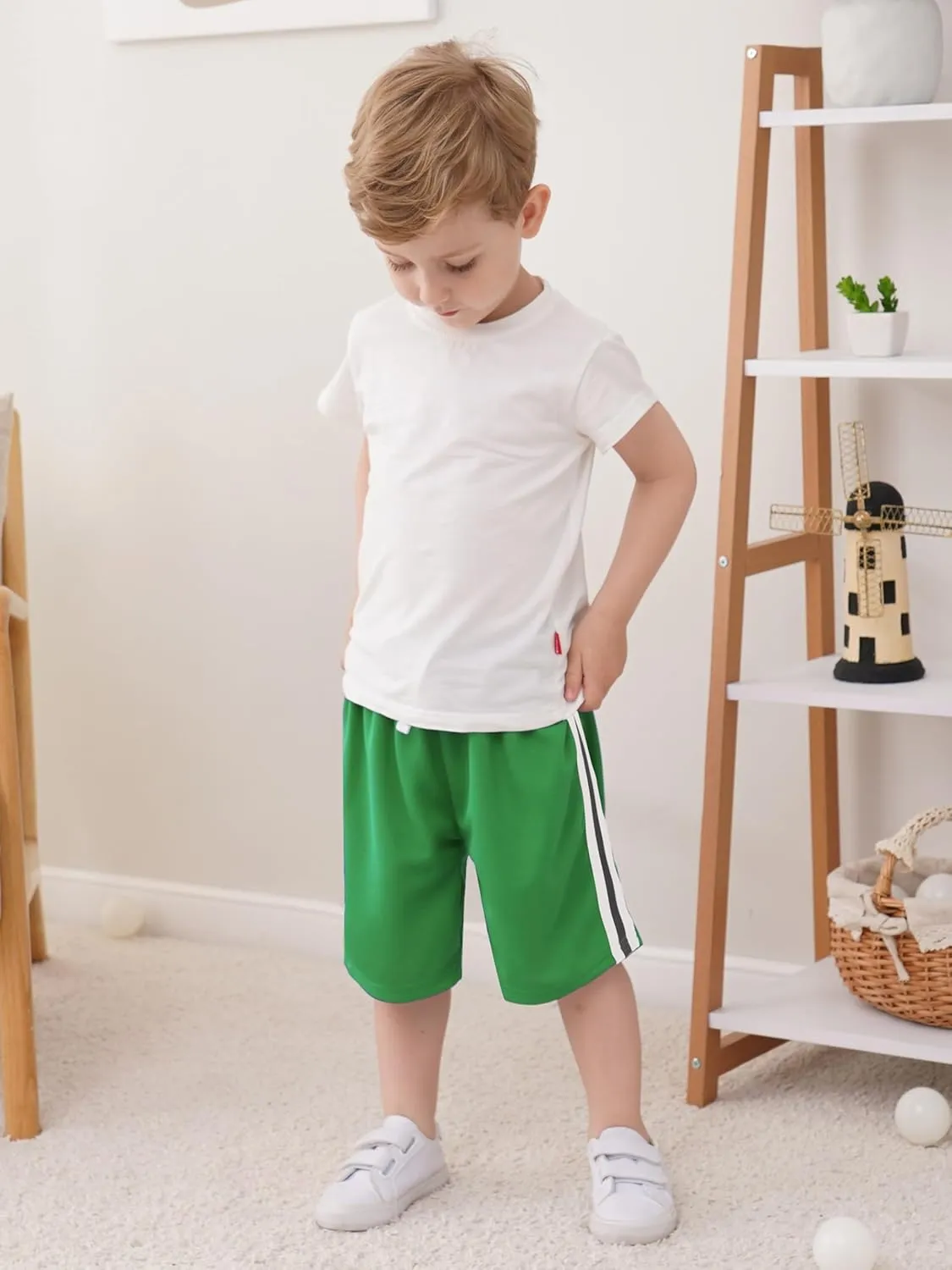 6 Pack Toddler Boys Athletic Shorts Boys Basketball Mesh Active Sports Gym Soccer Quick Dry Shorts for Summer