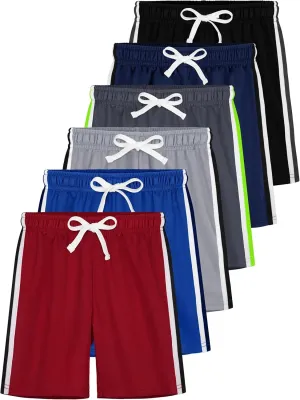 6 Pack Toddler Boys Athletic Shorts Boys Basketball Mesh Active Sports Gym Soccer Quick Dry Shorts for Summer