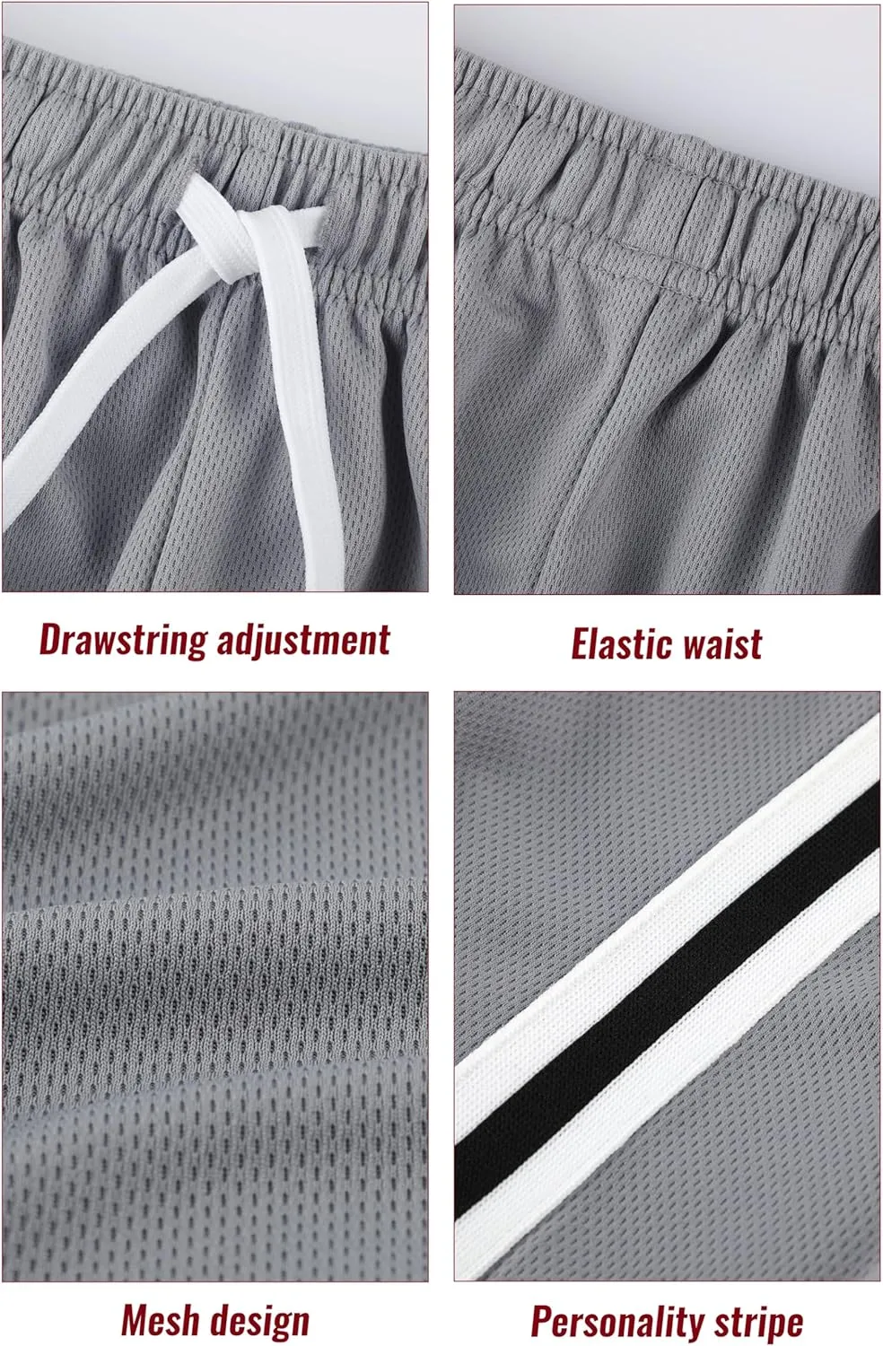 6 Pack Toddler Boys Athletic Shorts Boys Basketball Mesh Active Sports Gym Soccer Quick Dry Shorts for Summer