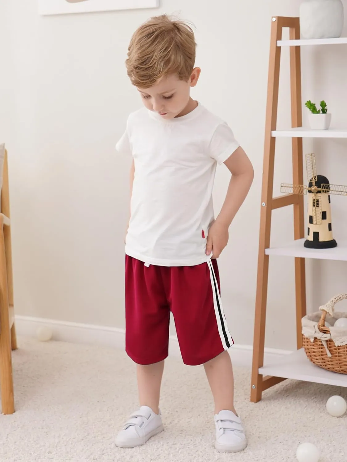 6 Pack Toddler Boys Athletic Shorts Boys Basketball Mesh Active Sports Gym Soccer Quick Dry Shorts for Summer