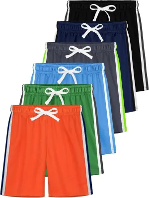 6 Pack Toddler Boys Athletic Shorts Boys Basketball Mesh Active Sports Gym Soccer Quick Dry Shorts for Summer
