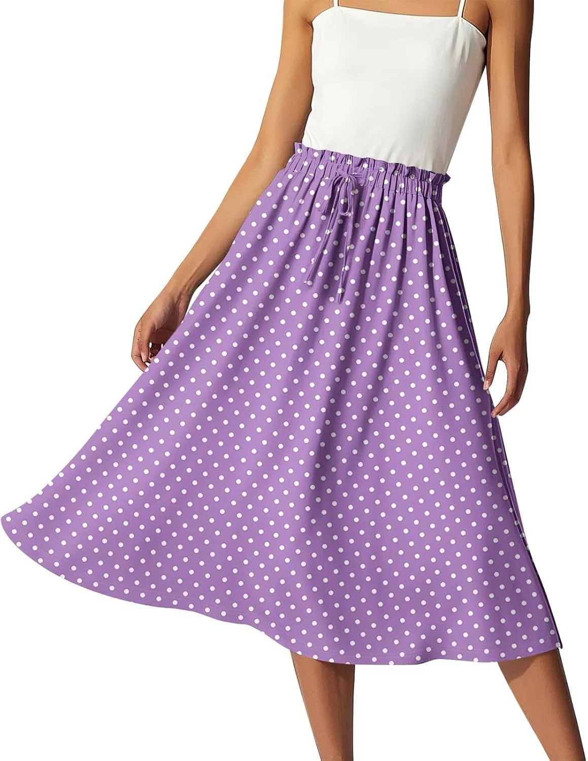 ADHOWBEW Long Skirts for Women A Line Midi Length Ruffle Plus Size Trendy High Waisted Cute Casual Flowy Beach Spring Skirts