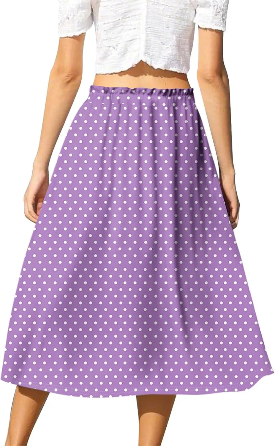 ADHOWBEW Long Skirts for Women A Line Midi Length Ruffle Plus Size Trendy High Waisted Cute Casual Flowy Beach Spring Skirts
