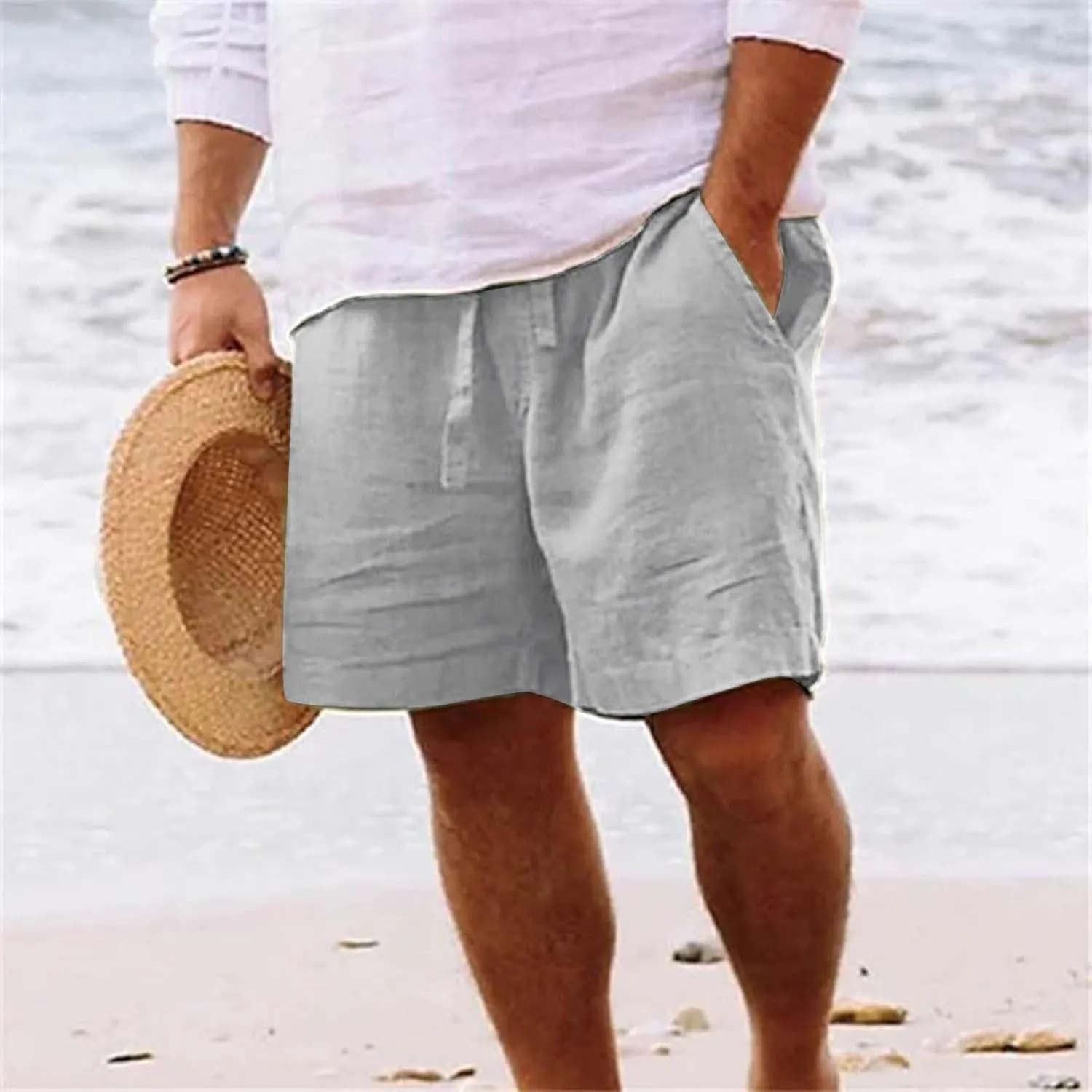 Athletic Shorts for Men Sports Shorts Beach Shorts Casual Cotton Linen Shorts 5 Inch Inseam Shorts Men Mens Stretch