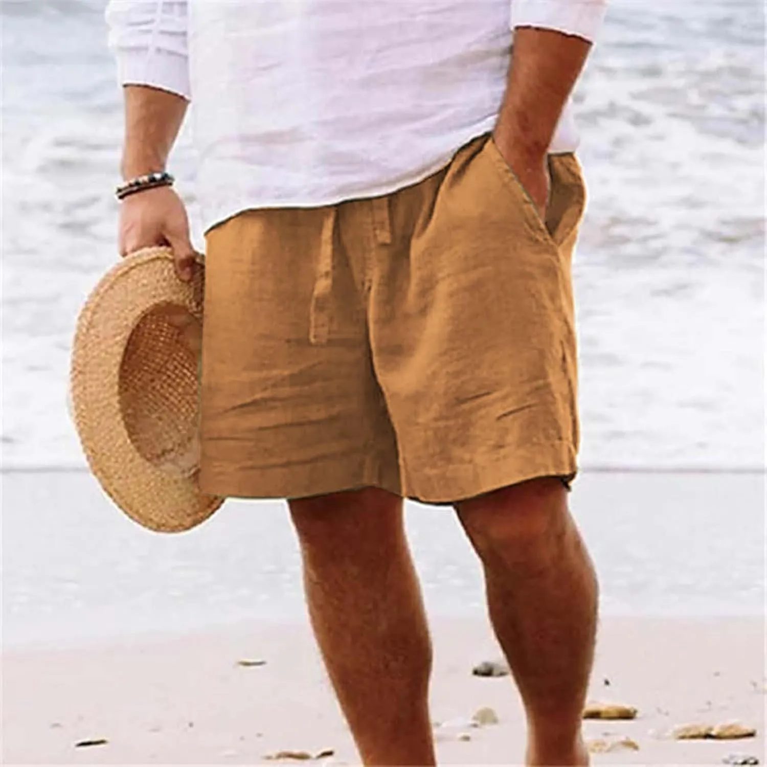 Athletic Shorts for Men Sports Shorts Beach Shorts Casual Cotton Linen Shorts 5 Inch Inseam Shorts Men Mens Stretch