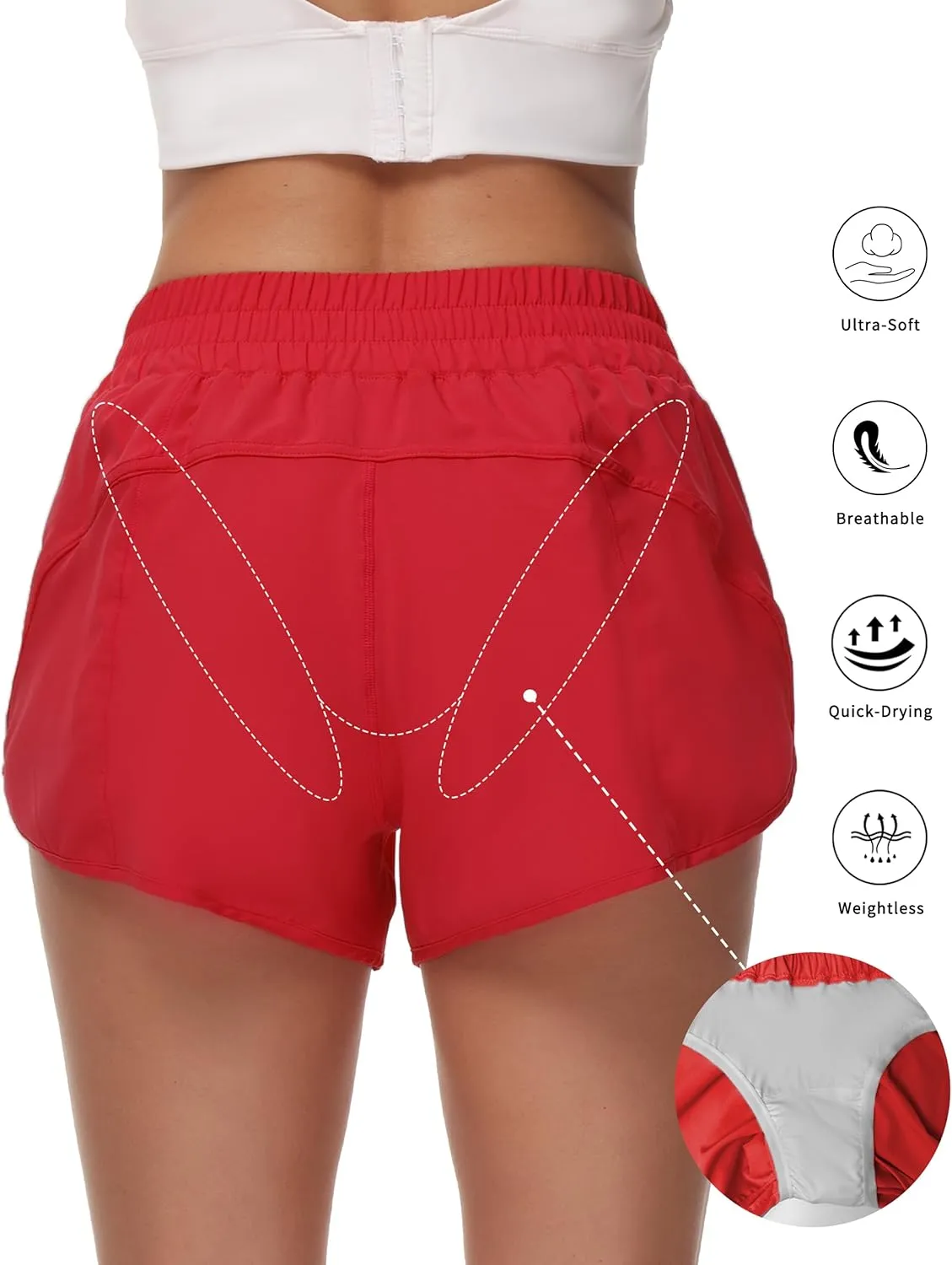 Athletic Shorts for Women Running Shorts Sporty Quick Dry Workout Shorts with Liner Zipper Pocket