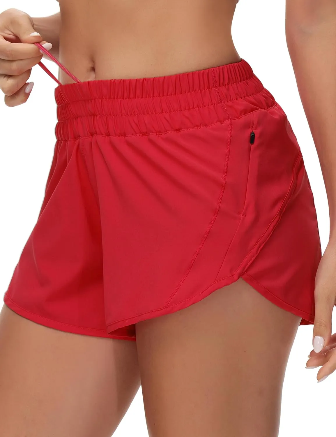 Athletic Shorts for Women Running Shorts Sporty Quick Dry Workout Shorts with Liner Zipper Pocket
