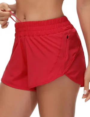 Athletic Shorts for Women Running Shorts Sporty Quick Dry Workout Shorts with Liner Zipper Pocket