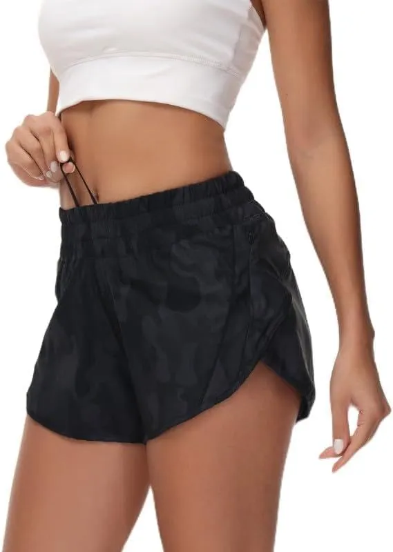Athletic Shorts for Women Running Shorts Sporty Quick Dry Workout Shorts with Liner Zipper Pocket