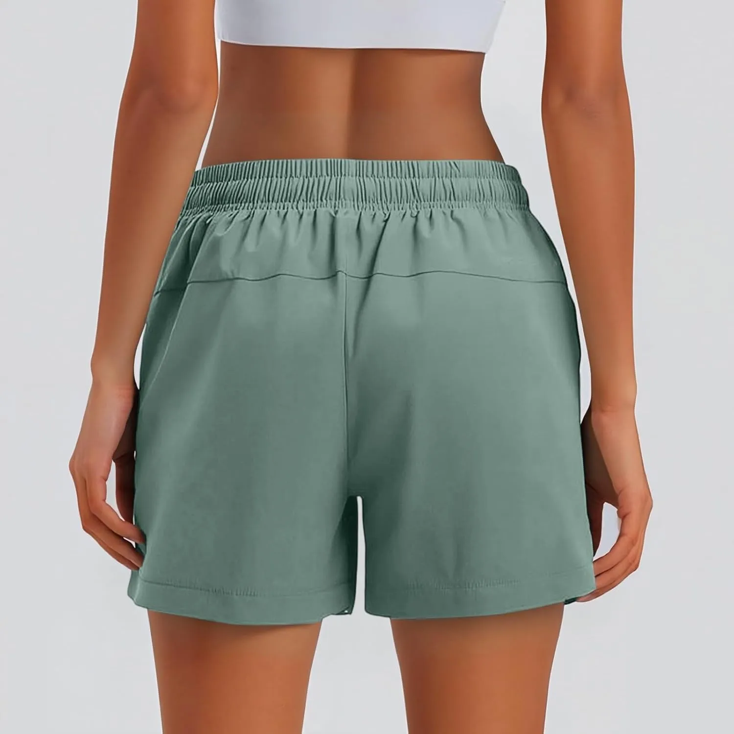 Athletic Shorts for Women Side Split Elastic High Waisted Quick Dry Workout Sporty Short with Pockets
