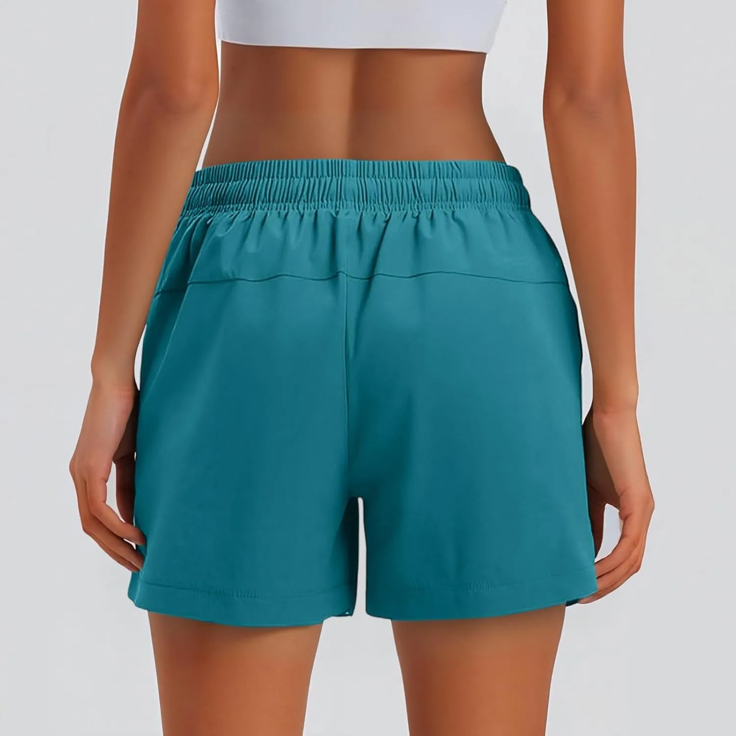 Athletic Shorts for Women Side Split Elastic High Waisted Quick Dry Workout Sporty Short with Pockets