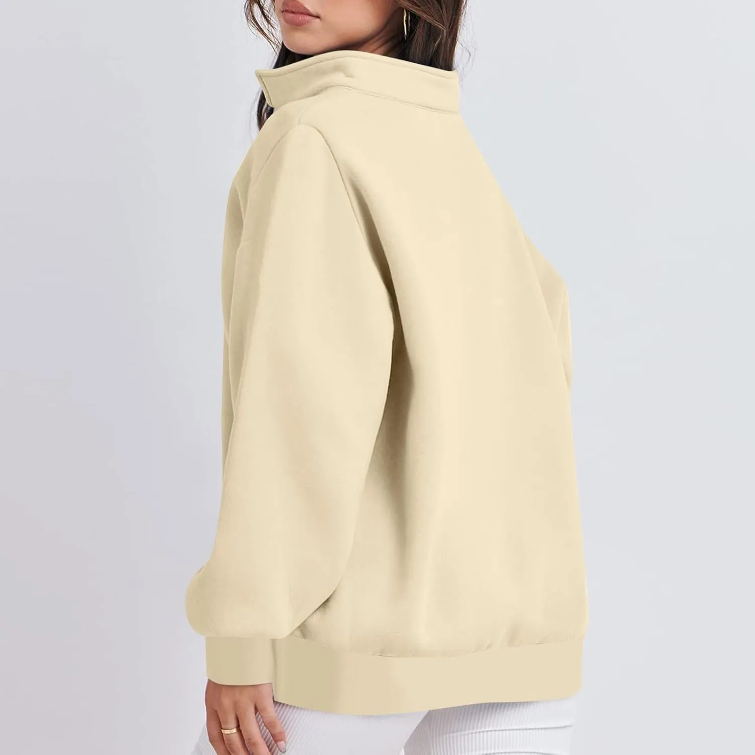 Baggy Half Zip Sweatshirt Women Lightweight Fleece Oversized Sweatshirts Fall Clothes Loose Fit Comfy Pullover Tops