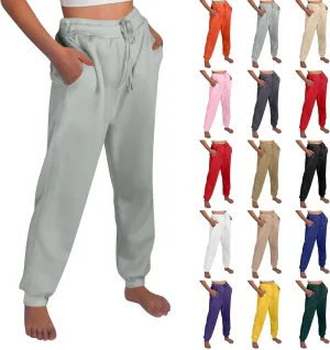 Baggy Sweatpants for Women Fleece Drawstring High Waisted Athletic Joggers Fall Comfy Lounge Pants with Pockets