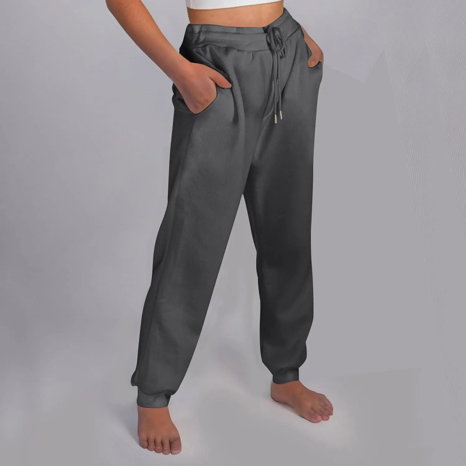 Baggy Sweatpants for Women Fleece Drawstring High Waisted Athletic Joggers Fall Comfy Lounge Pants with Pockets