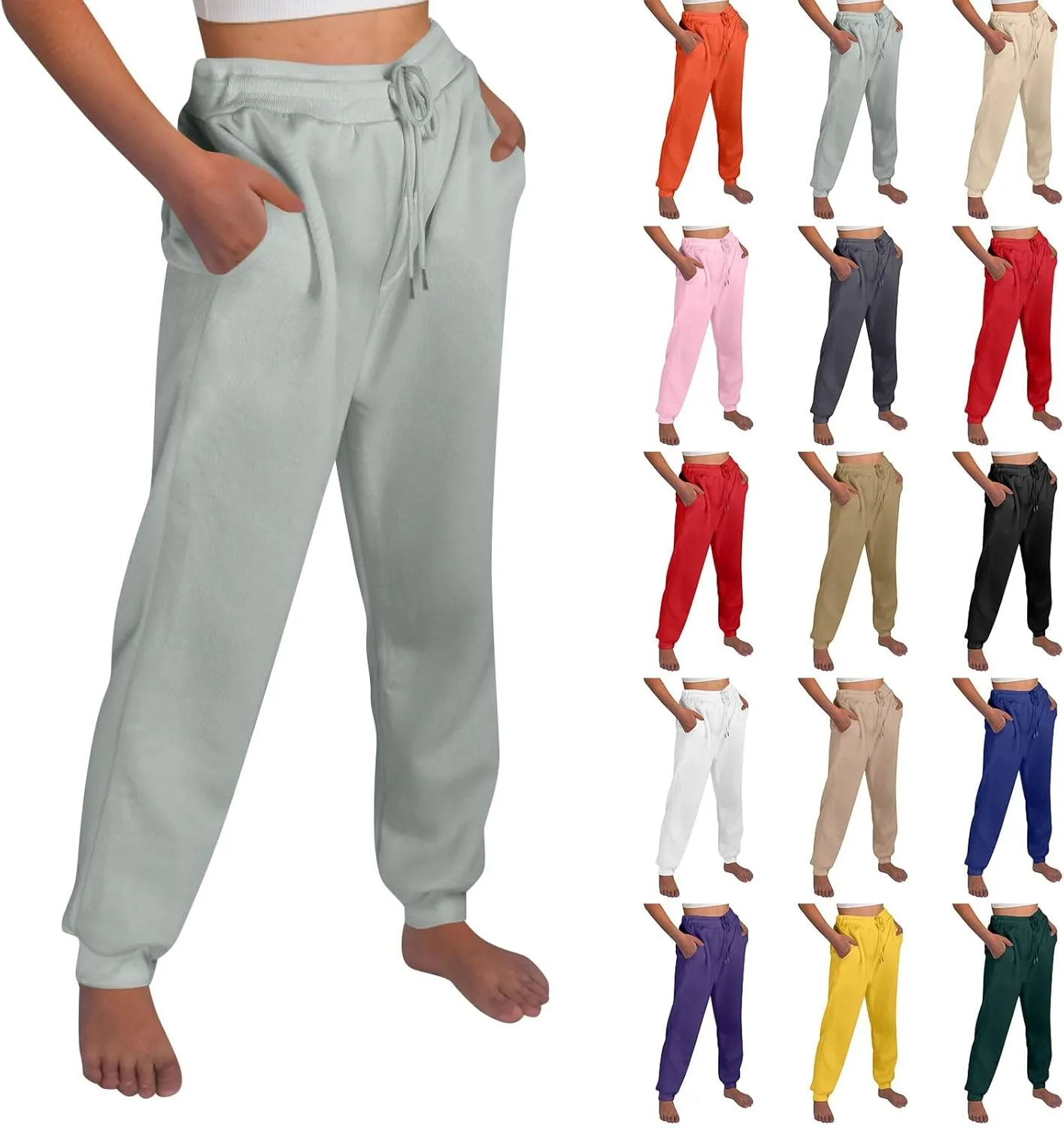 Baggy Sweatpants for Women Fleece Drawstring High Waisted Athletic Joggers Fall Comfy Lounge Pants with Pockets