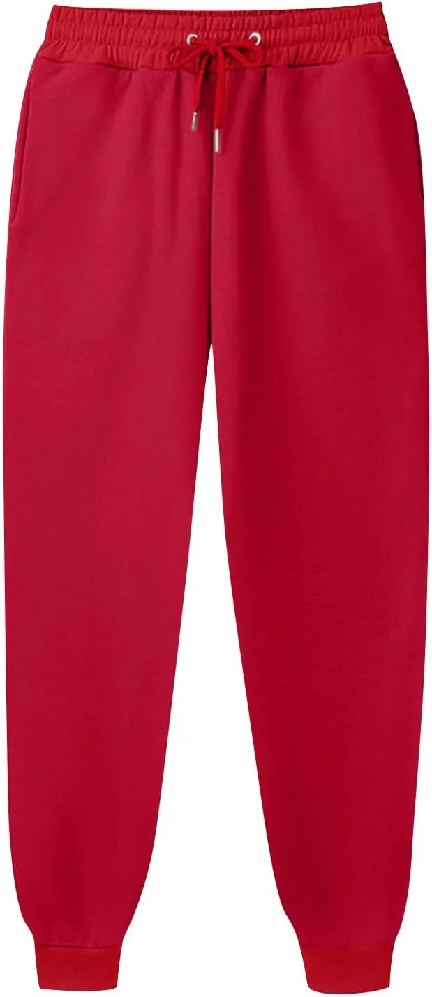 Baggy Sweatpants for Women Fleece Joggets Drawstring High Waisted Workout Pants Cinch Bottom Athletic Pants w/Pocket
