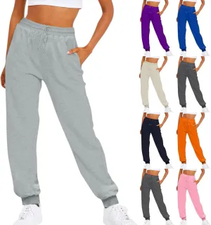 Baggy Sweatpants for Women Fleece Joggets Drawstring High Waisted Workout Pants Cinch Bottom Athletic Pants w/Pocket