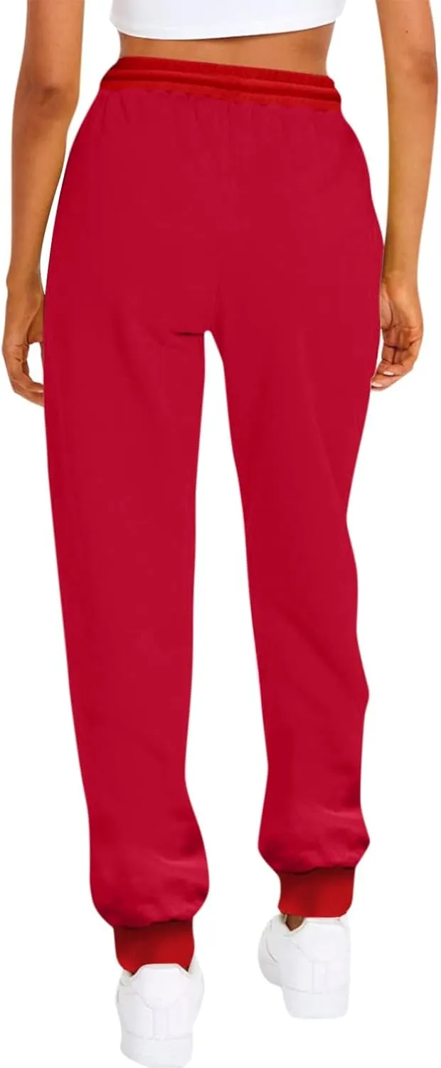Baggy Sweatpants for Women Fleece Joggets Drawstring High Waisted Workout Pants Cinch Bottom Athletic Pants w/Pocket