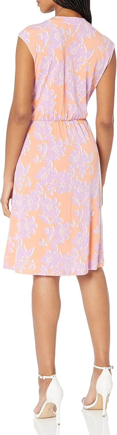 BCBGMAXAZRIA Women's Fit and Flare Surplice Wrap Midi Dress