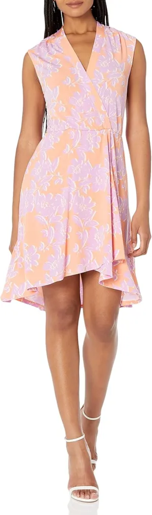 BCBGMAXAZRIA Women's Fit and Flare Surplice Wrap Midi Dress