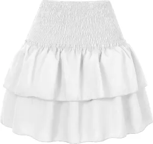 Black Pleated Skirt for Women Summer Vacation High Elastic Waist Tummy Control A-Line Solid Beach Mini Skirts for Girls