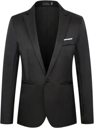 Blazer for Men Slim Fit Business Casual Tuxedo Blazers Sport Coat One Button Travel Blazer Lightweight Suit Jacket