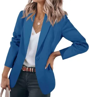 Blazers for Women Business Casual Blazers Open Front Long Sleeve Work Office Jackets Solid Button Lapel Blazer Suit