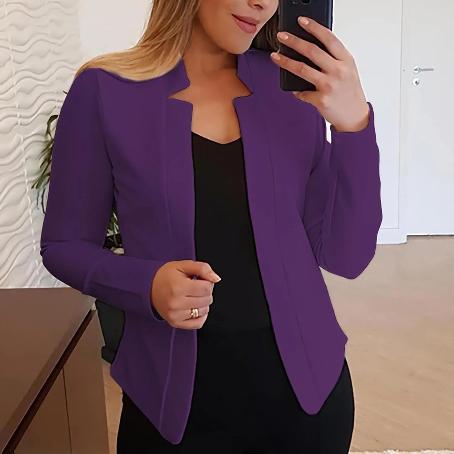 Blazers for Women Business Casual Long Sleeve Button Down Lapel Blazer Dress Work Outfit Suit Jackets Summer Cardigan