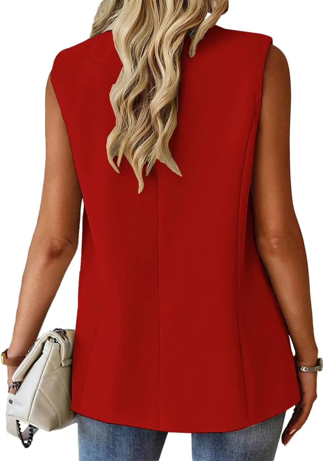 Blazers for Women Business Casual Sleeveless Blazer Vest Notched Collar Button Blazer Work Office Suit Jackets 2025