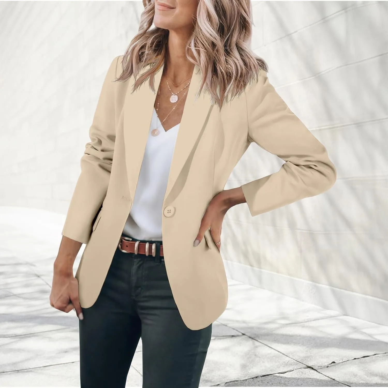 Blazers for Women Business Long Sleeve Open Front Blazers Casual Lapel Collar Jackets Work Office Suit Jackets