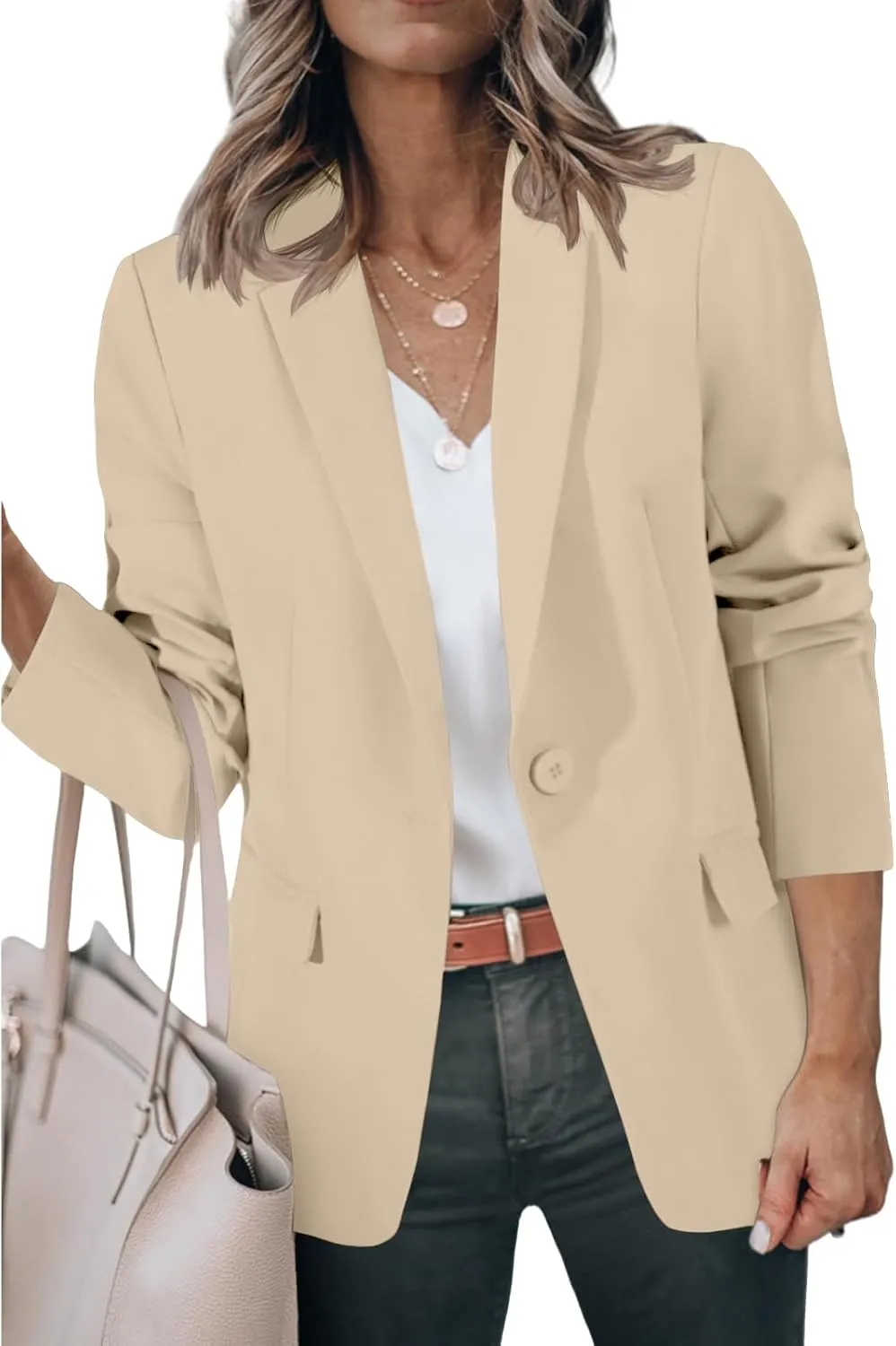 Blazers for Women Business Long Sleeve Open Front Blazers Casual Lapel Collar Jackets Work Office Suit Jackets