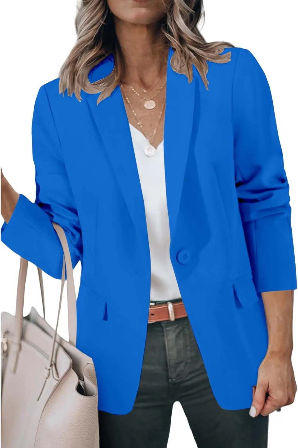 Blazers for Women Business Long Sleeve Open Front Blazers Casual Lapel Collar Jackets Work Office Suit Jackets
