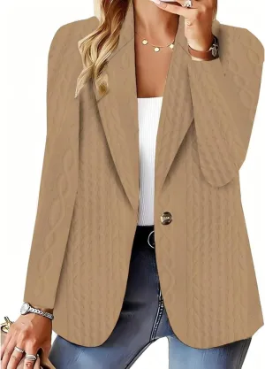 Blazers for Women Dressy Casual Long Sleeve Lapel Open Front Blazers Solid One Button Work Office Business Jackets